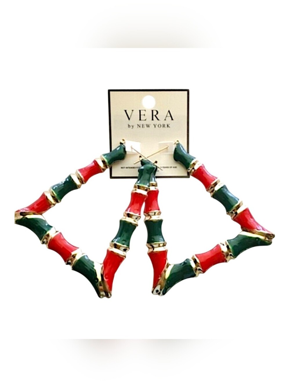 Red & Green Bamboo Style Earrings